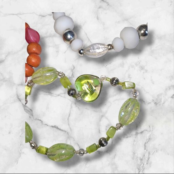 Lot of 4‎ Lampwork Art Glass Bead Stretch Bracelets - Picture 4 of 10